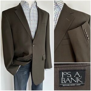 Jos A Bank Mens Wool Sport Coat Blazer Suit Jacket 2 Button Brown Green 42L
